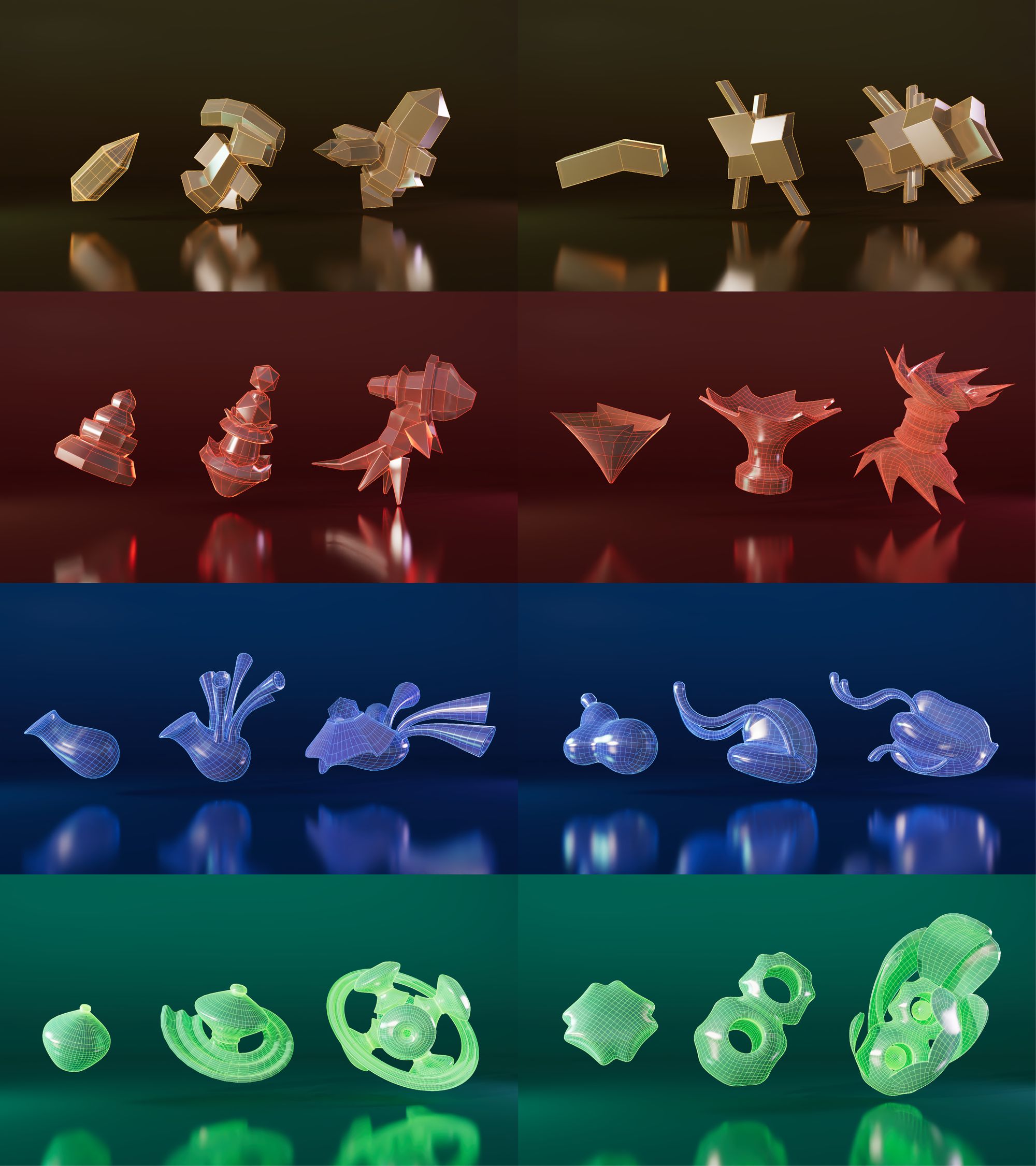 The full creature system: every shell crossed with habitat states and variations.