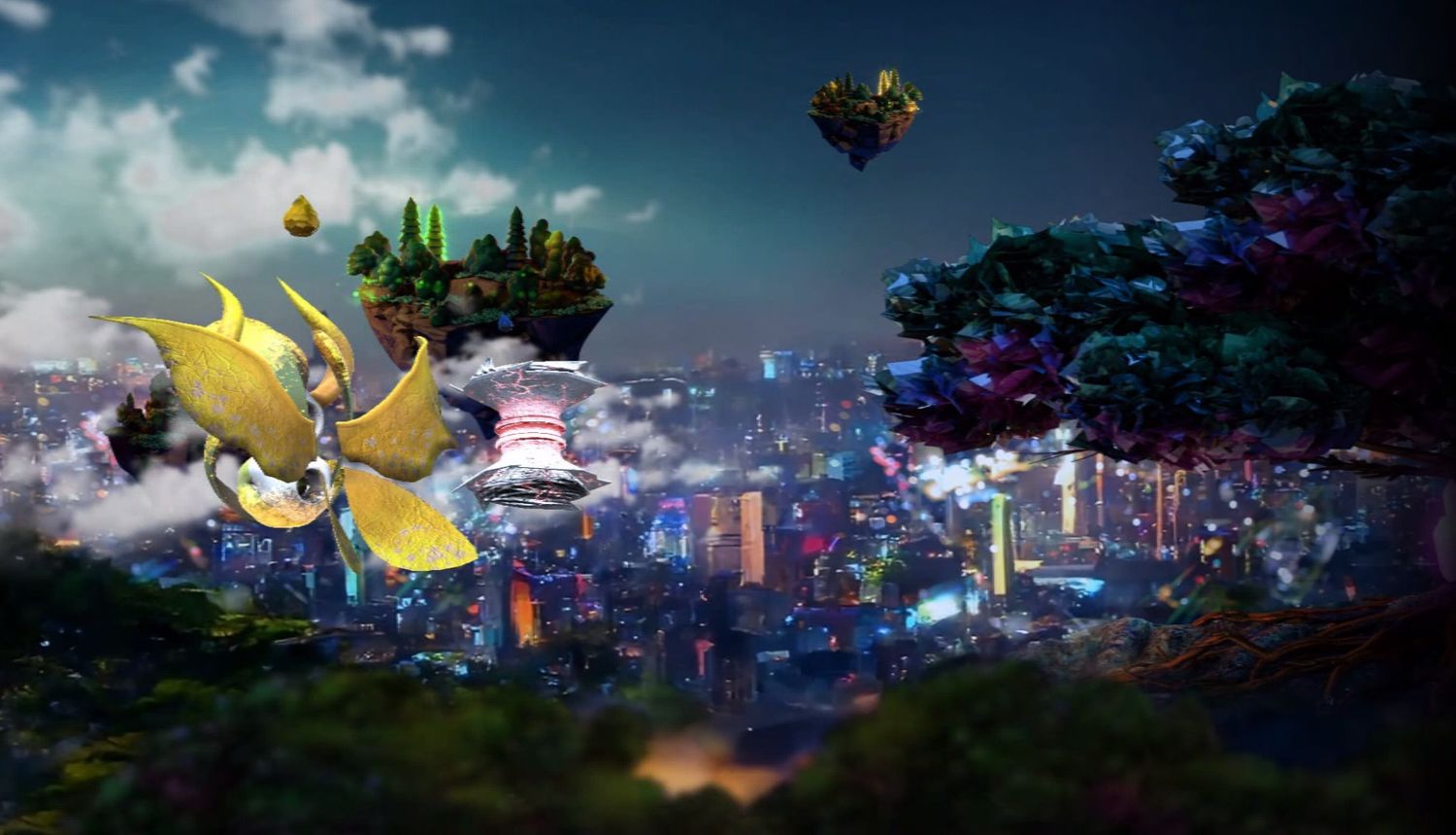 A dense moment with many visitor creatures on screen at once.